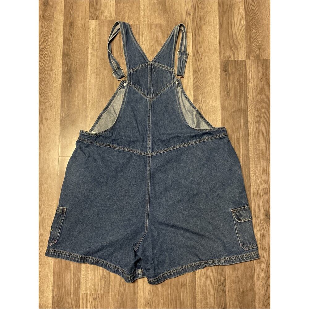 90s Looney Tunes Tweety Bird Denim Overalls Shorts Shortalls Plus 22W 24W - Picture 7 of 12